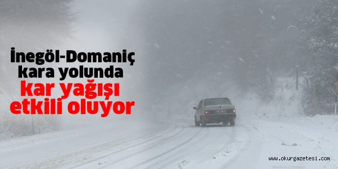 İnegöl-Domaniç kara yolunda kar yağışı etkili oluyor