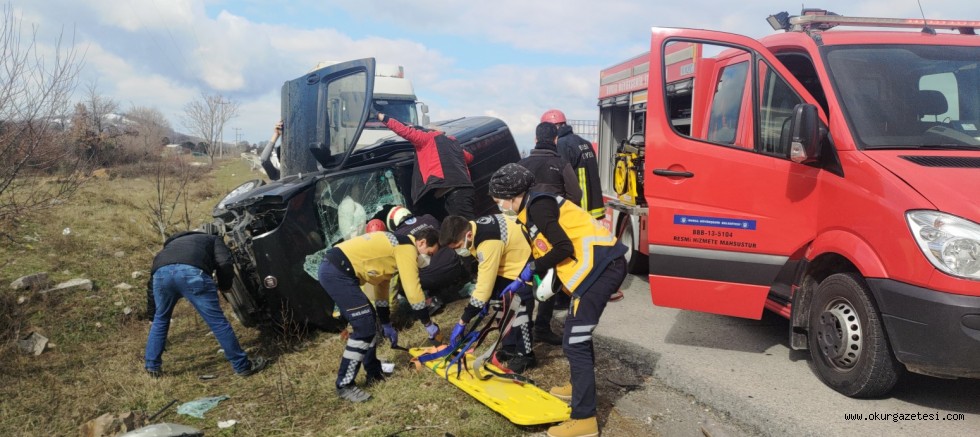 Orhangazi’de takla atan aracın sürücüsü yaralandı
