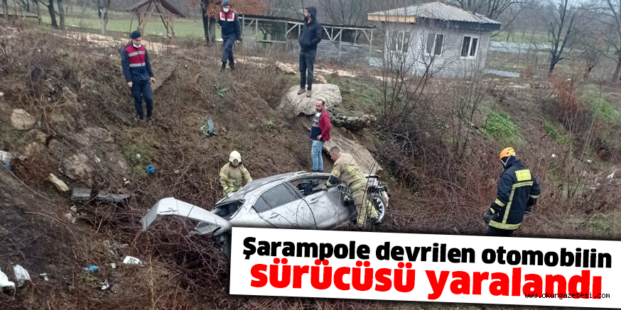 Şarampole devrilen otomobilin sürücüsü yaralandı