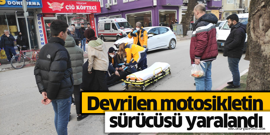 Devrilen motosikletin sürücüsü yaralandı