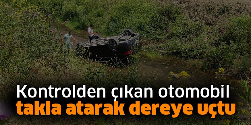 Kontrolden çıkan otomobil takla atarak dereye uçtu