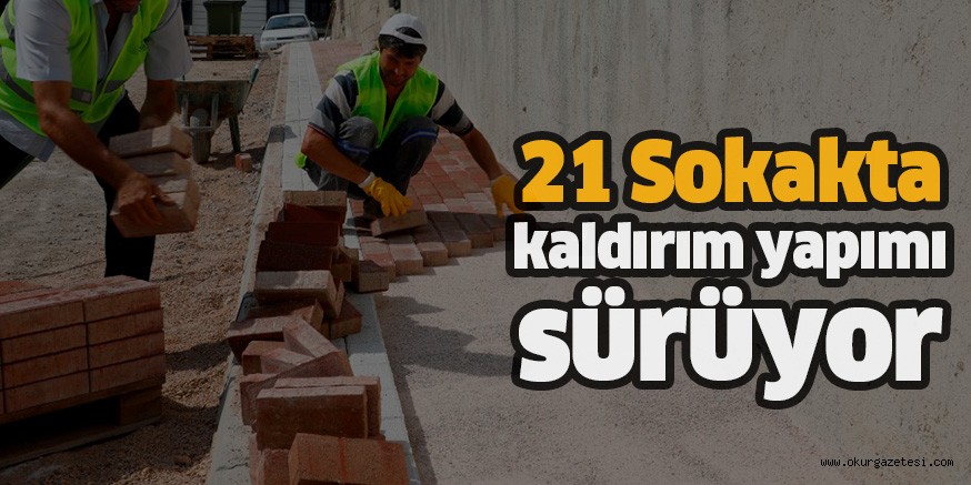 21 Sokakta kaldırım yapımı sürüyor