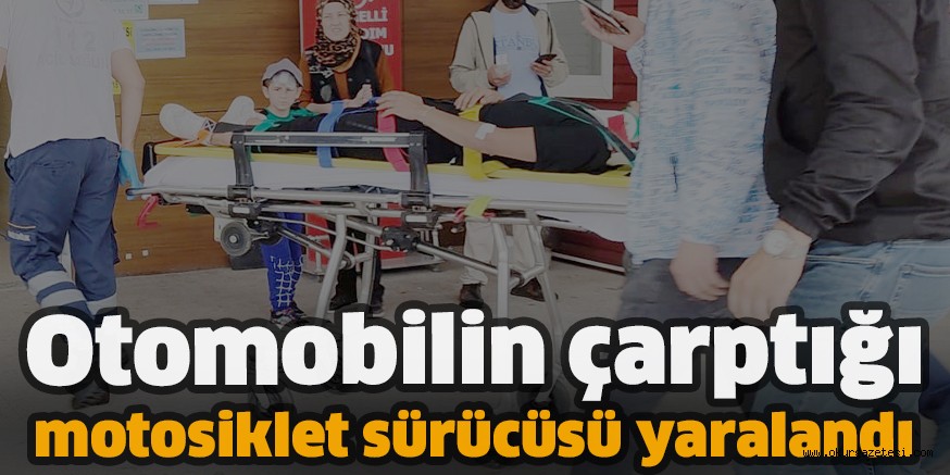Otomobilin çarptığı motosiklet sürücüsü yaralandı