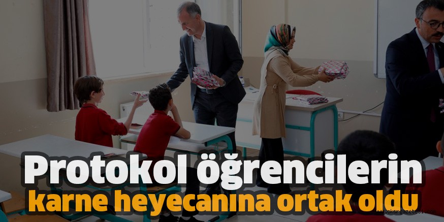 Protokol öğrencilerin karne heyecanına ortak oldu