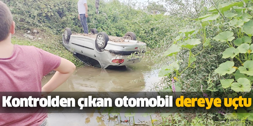 Kontrolden çıkan otomobil dereye uçtu