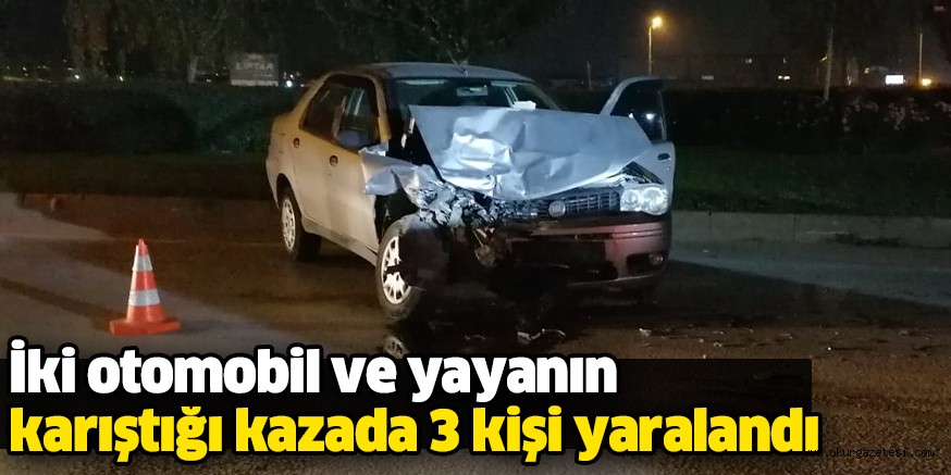 İki otomobil ve yayanın karıştığı kazada 3 kişi yaralandı