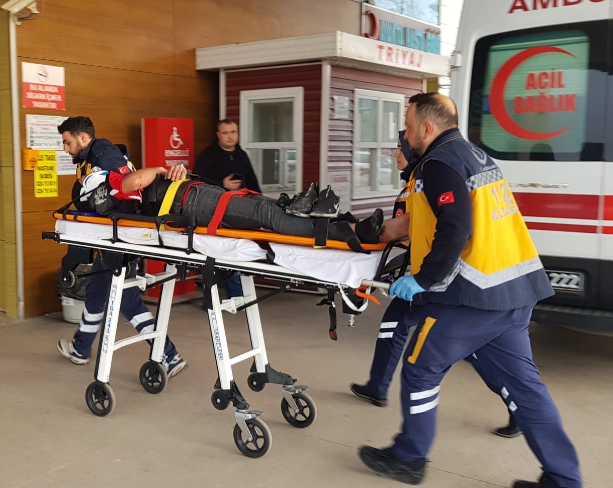 Köpeğe çarpmamak için manevra yapan sürücü hastanelik oldu