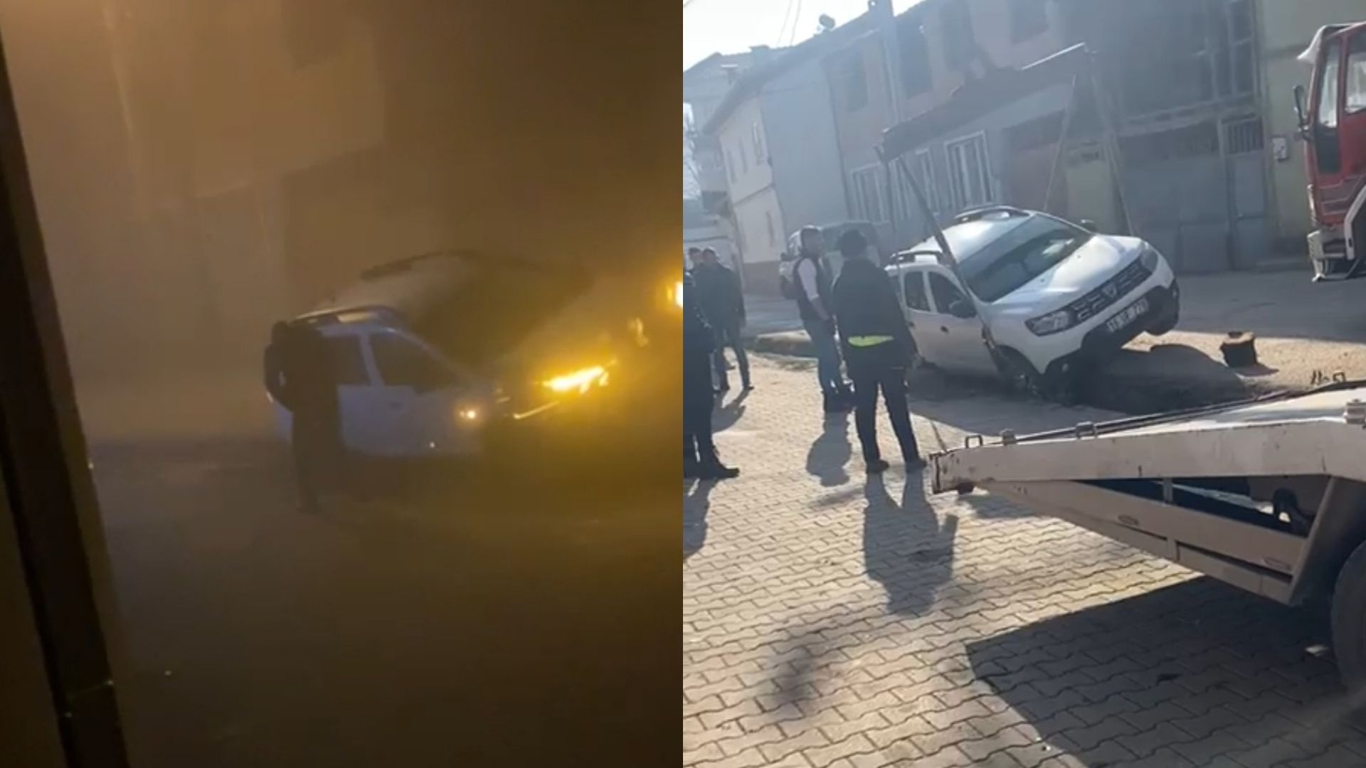 Sis nedeni ile su kanalına düştü