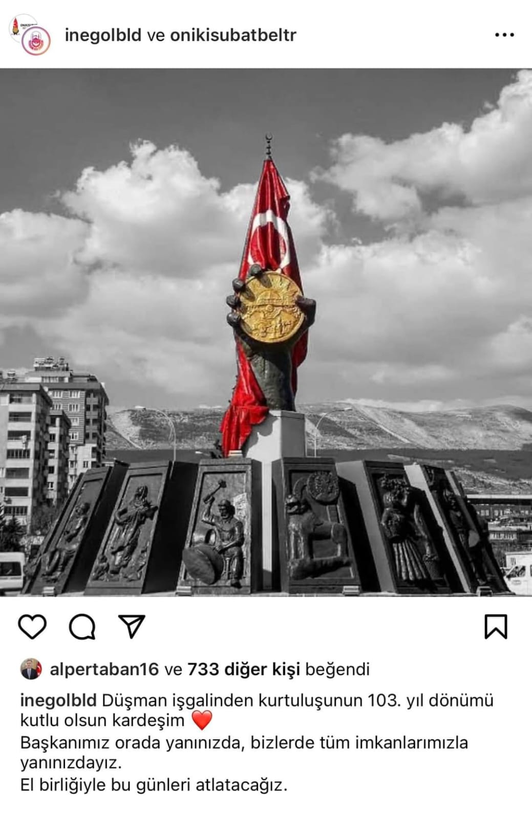 KAHRAMANMARAŞ’IN KURTULUŞUNUN 103.YILINA BURUK MESAJ