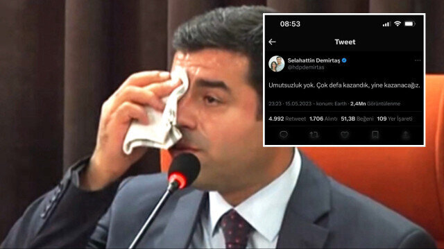 Terör hükümlüsü Selahattin Demirtaş desteklediği Millet İttifakı için tweeti attı: Umutsuzluk yok çok defa kazandık yine kazanacağız
