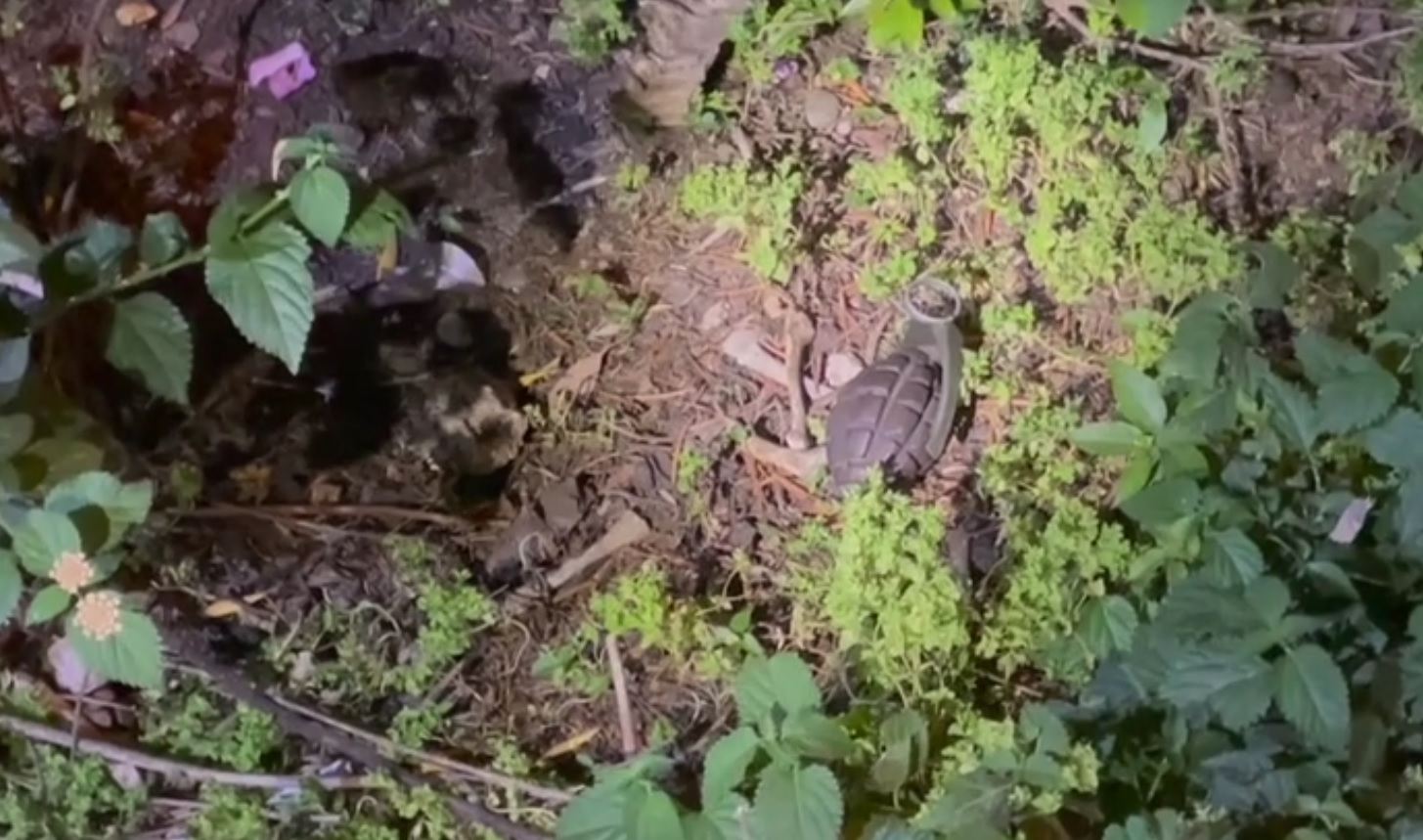 Polisi görünce el bombasını atıp kaçtı