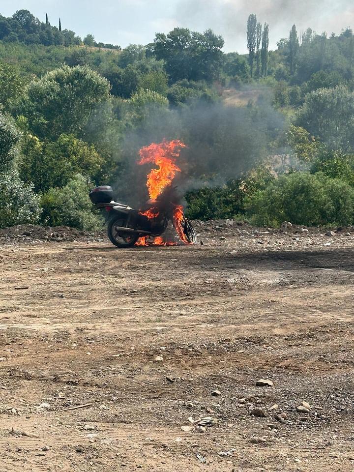 İnegöl’de motosiklet alev aldı