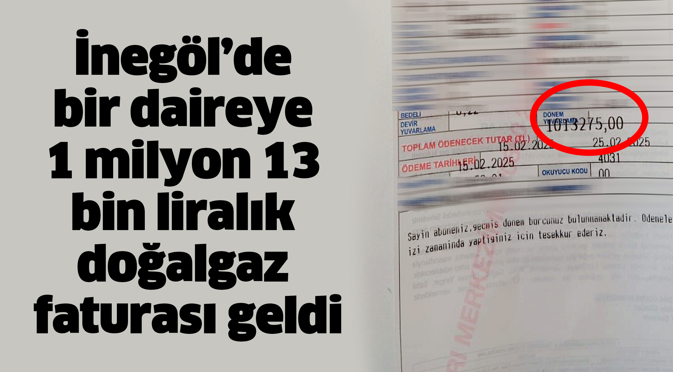 İnegöl’de bir daireye 1 milyon 13 bin liralık doğalgaz faturası geldi