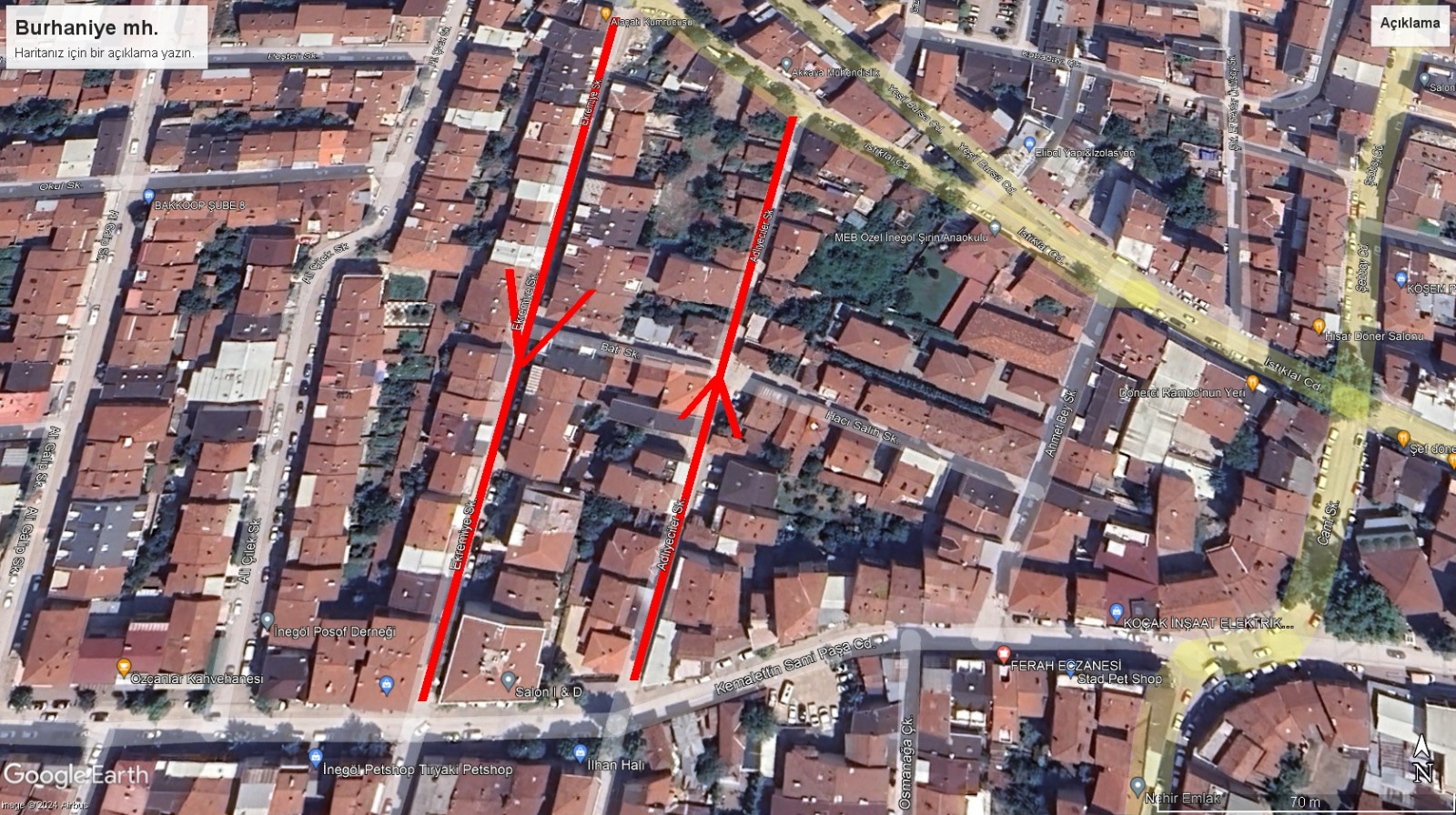 İnegöl’de merkezi 2 sokakta tek yön uygulaması başladı