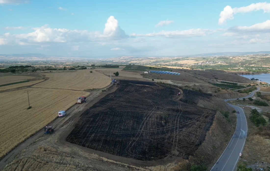 İnegöl’de buğday tarlası küle döndü