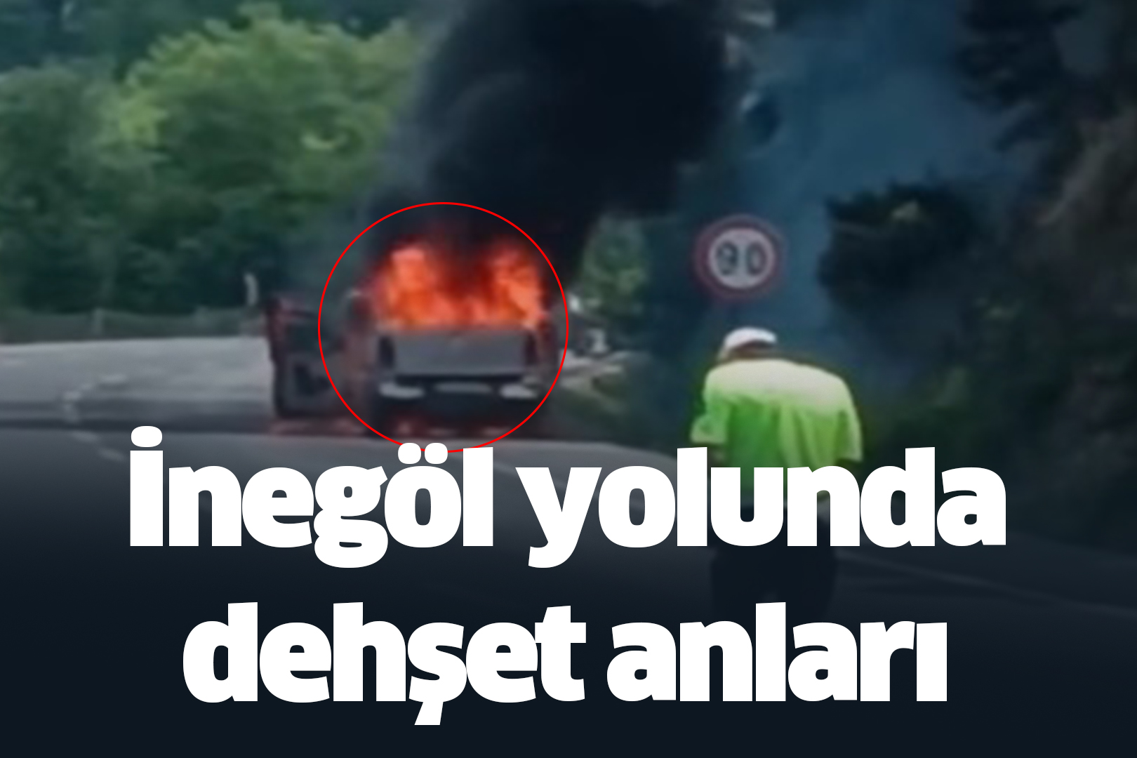 İnegöl yolunda araç alevlere teslim oldu