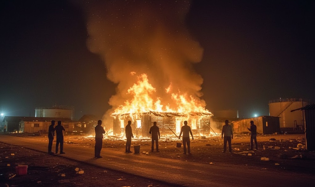 İşçilerin kaldığı baraka alevlere teslim oldu